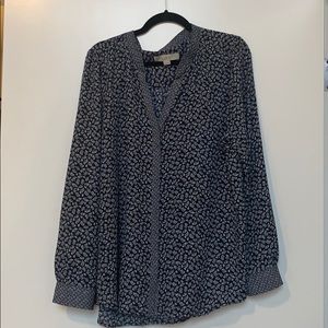 LOFT Long Sleeve Navy Blouse